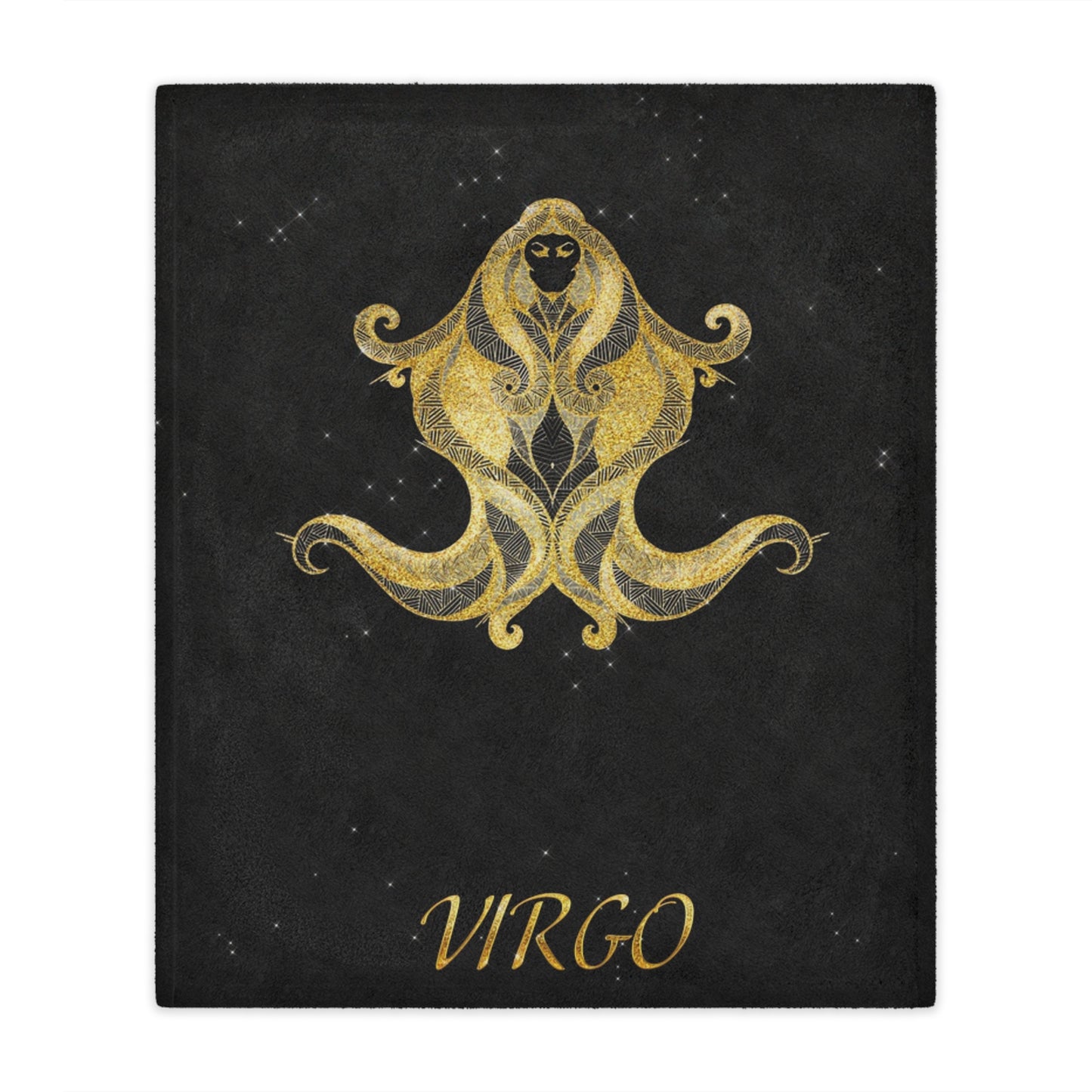 Virgo Zodiac Minky Blanket — Gold Astrological Sign Plush Throw