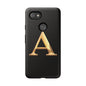 Custom Phone Case with Gold Letter A, Monogrammed Gift, Tough Protective Case, Personalized Phone Accessory, Unique Phone Cover