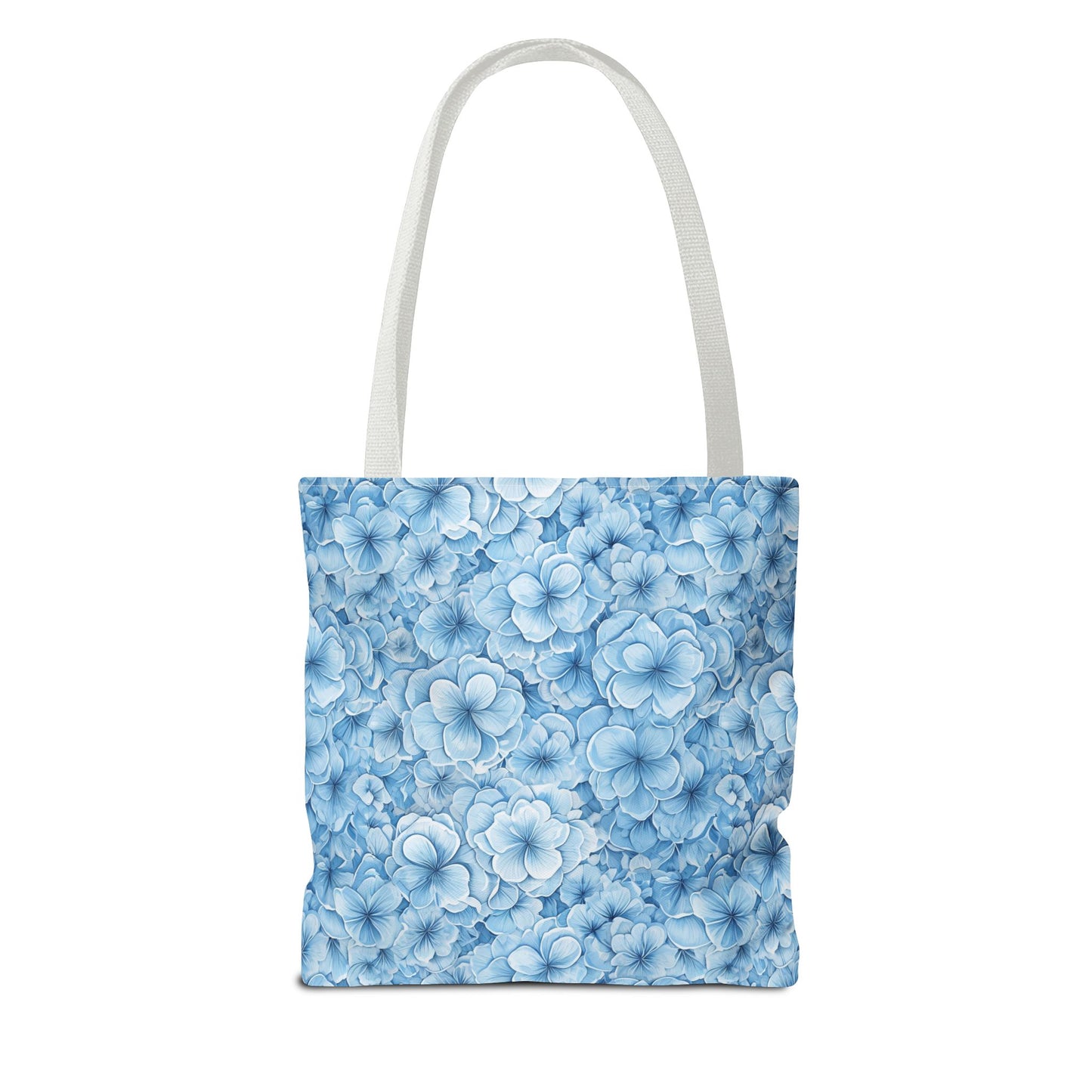 Blue Watercolor Floral Tote Bag — Reusable Flower Pattern Shopper