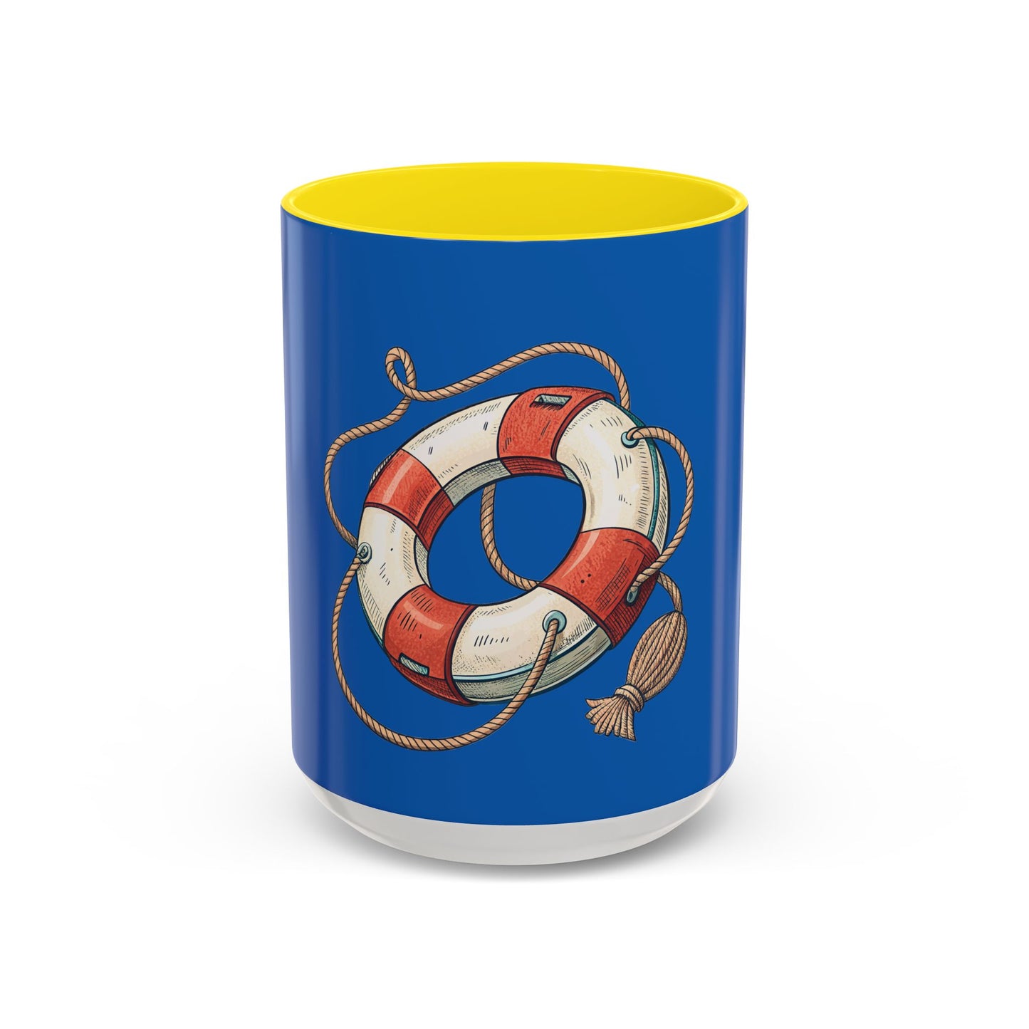 Lifesaver Accent Coffee Mug - Nautical Gift, Beach Decor, Sailor's Coffee Cup, Ocean Lover Mug, Summer Vibes