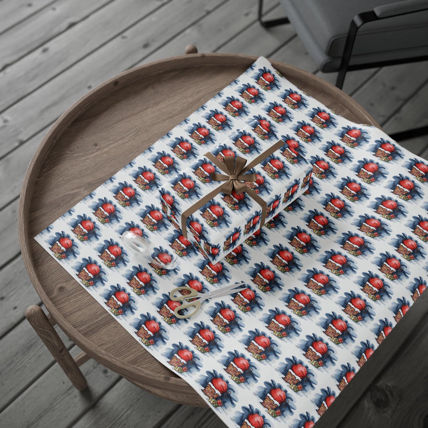 Wrapping Paper - Cute Cartoon Heart and Gift Pattern, Valentine’s Day & Birthday Gift Wrap