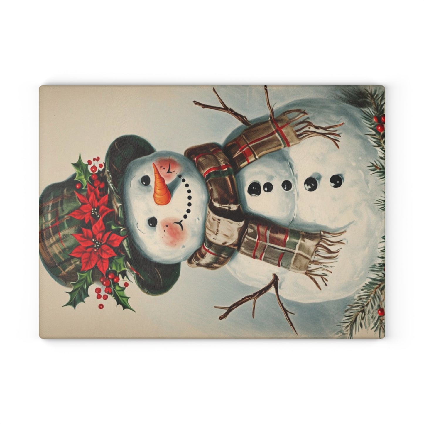 Snowman Glass Cutting Board — Festive Holiday Kitchen Decor & Serving Board