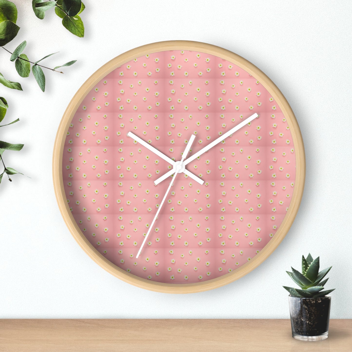 Charming Floral Wall Clock Pink Decor, Home Accessories, Gift for Her