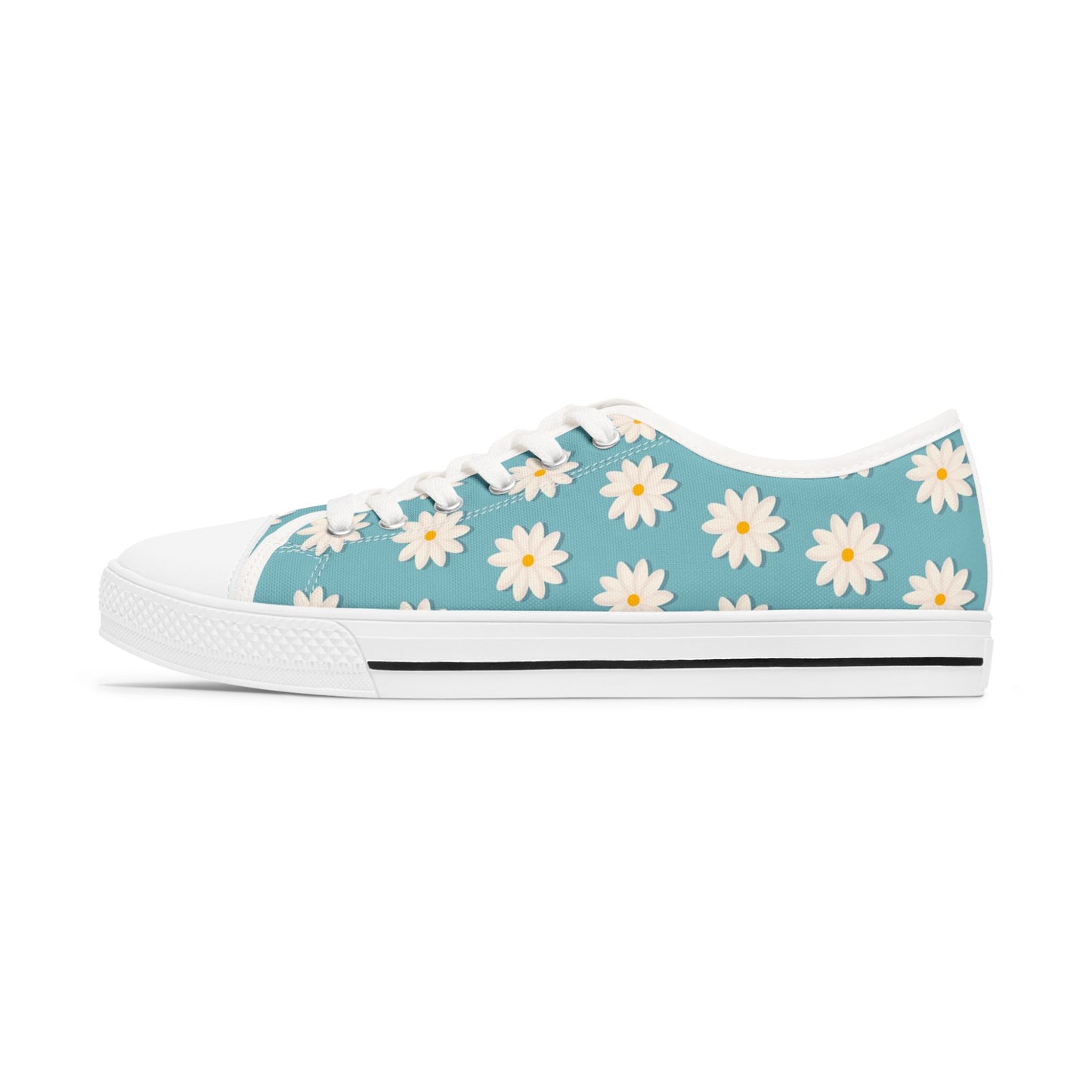 Daisy Print Low Top Sneakers – Retro Floral Canvas Shoes
