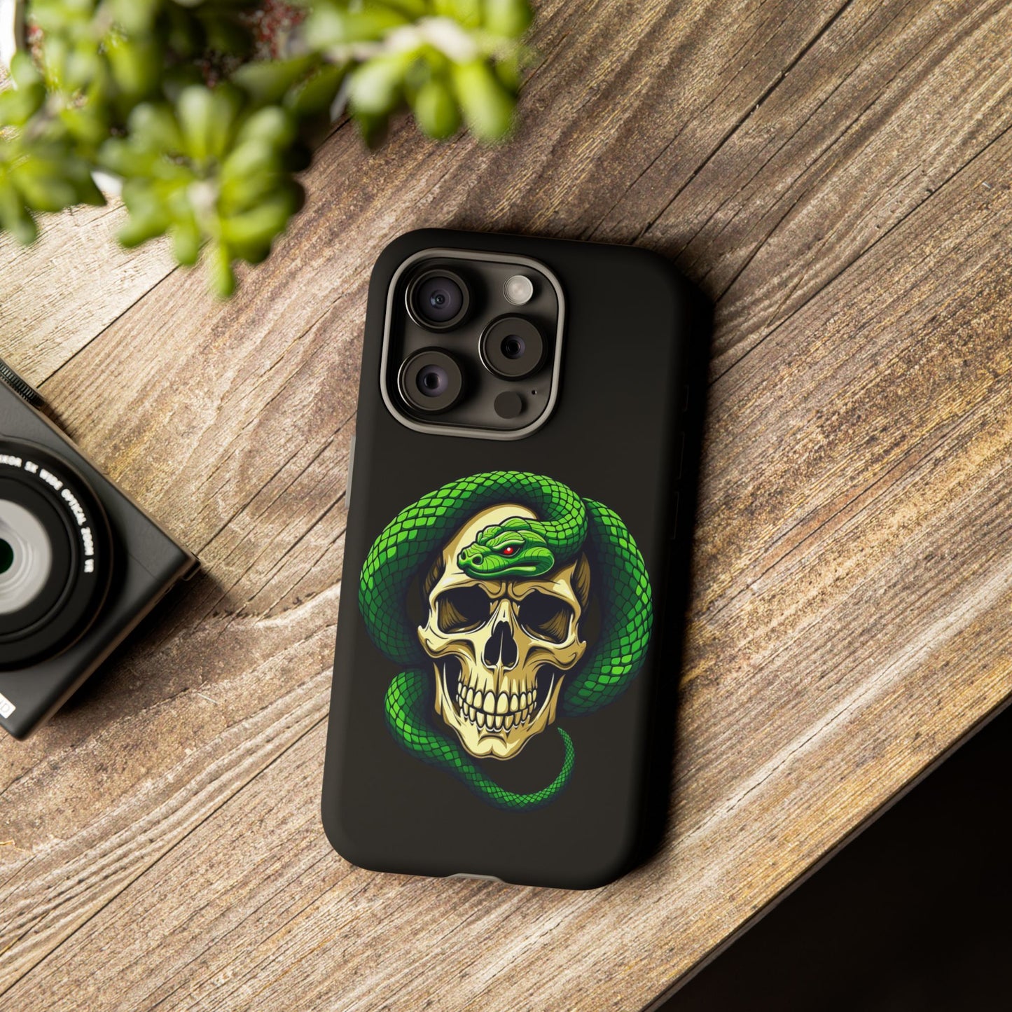 Skull & Snake Phone Case | Tough Cases, Protective Cover, Edgy Phone Accessories, Gothic Gift, Halloween Decor