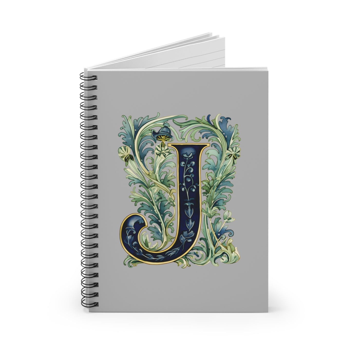 Monogram J Floral Initial Notebook — Decorative Spiral Journal for Writing & Gifts