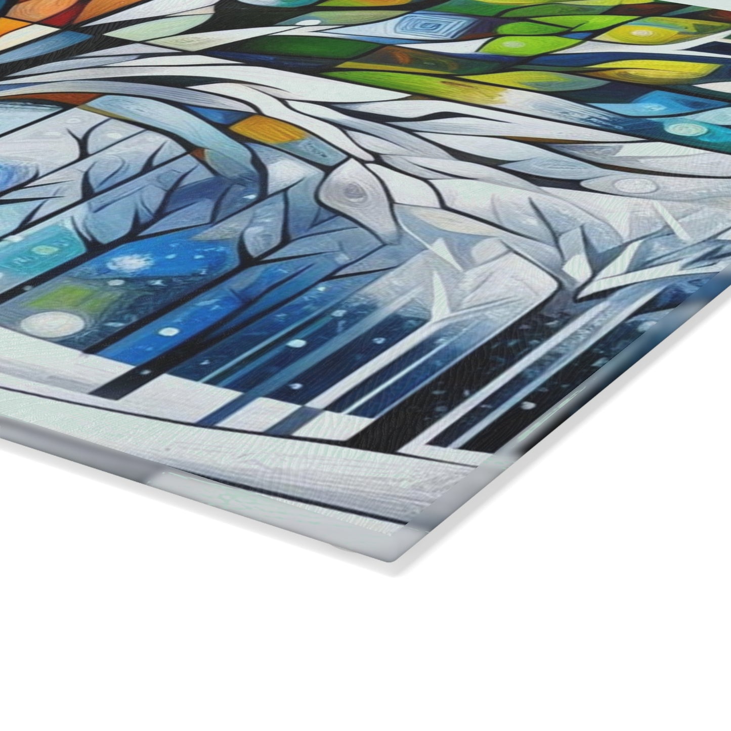 Four Seasons Tree Glass Cutting Board — Colorful Seasonal Kitchen Decor