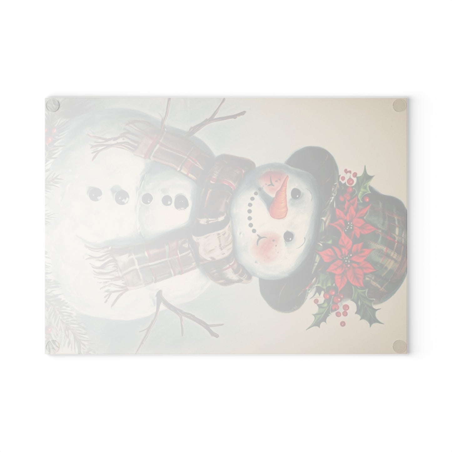 Snowman Glass Cutting Board — Festive Holiday Kitchen Decor & Serving Board