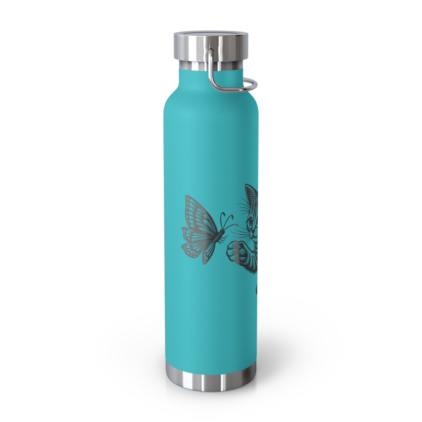 Cat and Butterfly Insulated Water Bottle, Cute Animal Flask, Travel Mug, Gift for Cat Lovers, Eco-Friendly Beverage Container