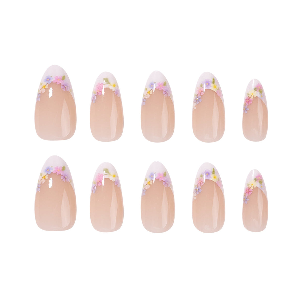 365nails: "Pastel Floral French Stiletto" – Delicate Press-on Nails – Image 5