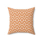 Terracotta Ikat Pattern Faux Suede Square Pillow — Boho Decorative Throw Cushion