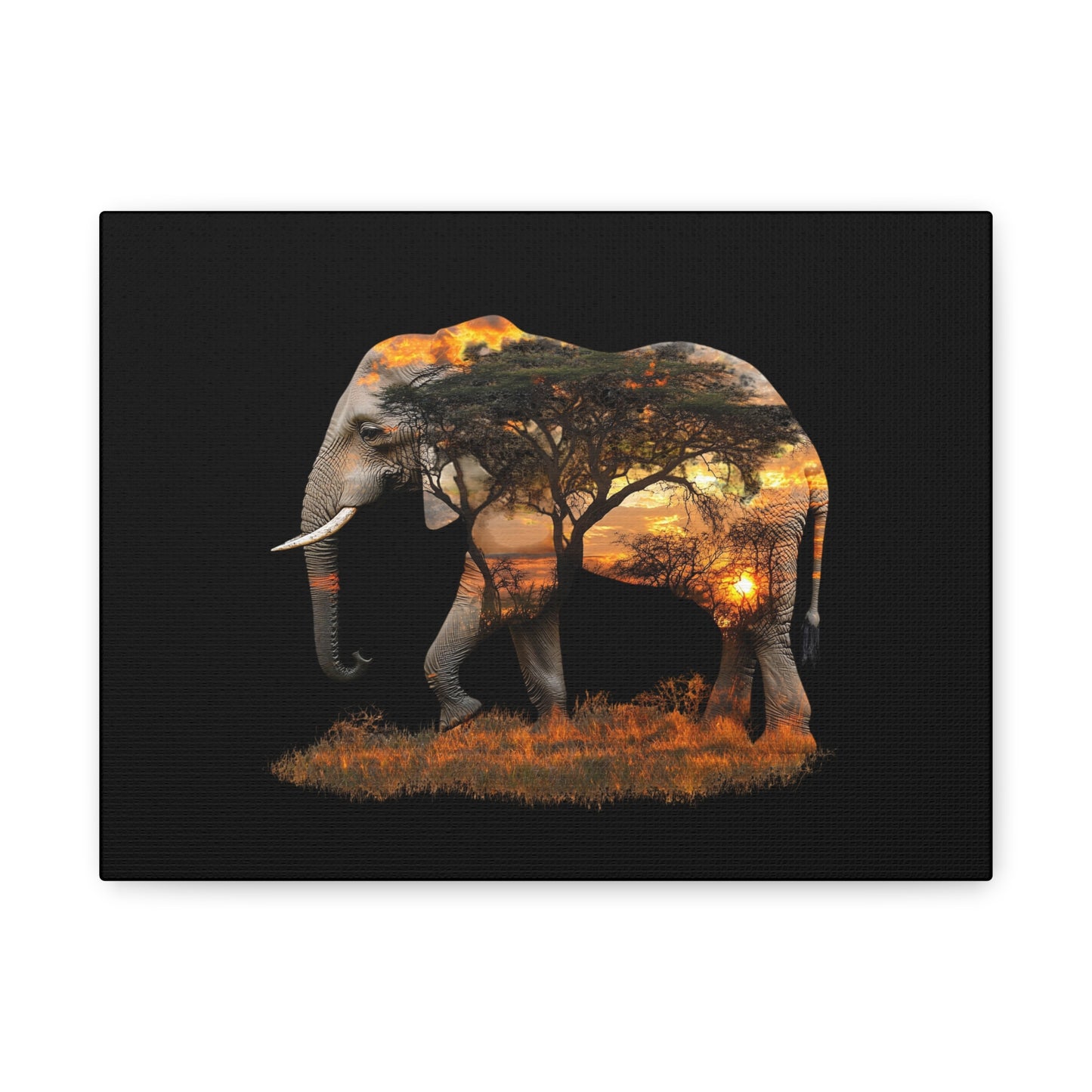 Elephant Tree Matte Canvas Art, Nature Wall Decor, Wildlife Home Decoration, Gift for Animal Lovers, Boho Living Room Accent