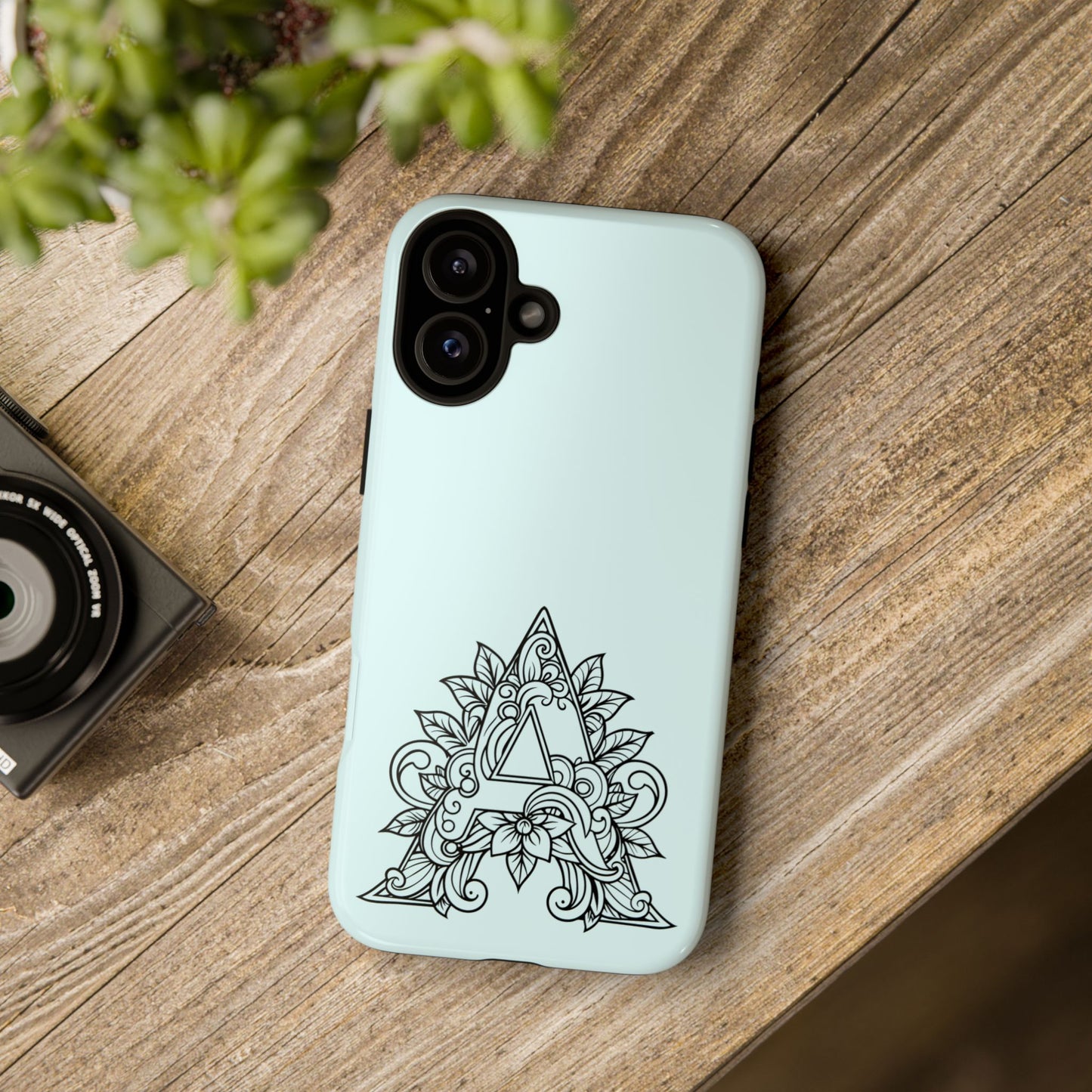 Personalized Tough Phone Case, Floral Monogram Cell Phone Cover, Custom Protective Case, Unique Gift, Birthday, Graduation