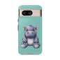 Cute Hippo Phone Case, Tough Phone Cover, Fun Animal Case, Gift for Kids, Cute Decor, Birthday Present