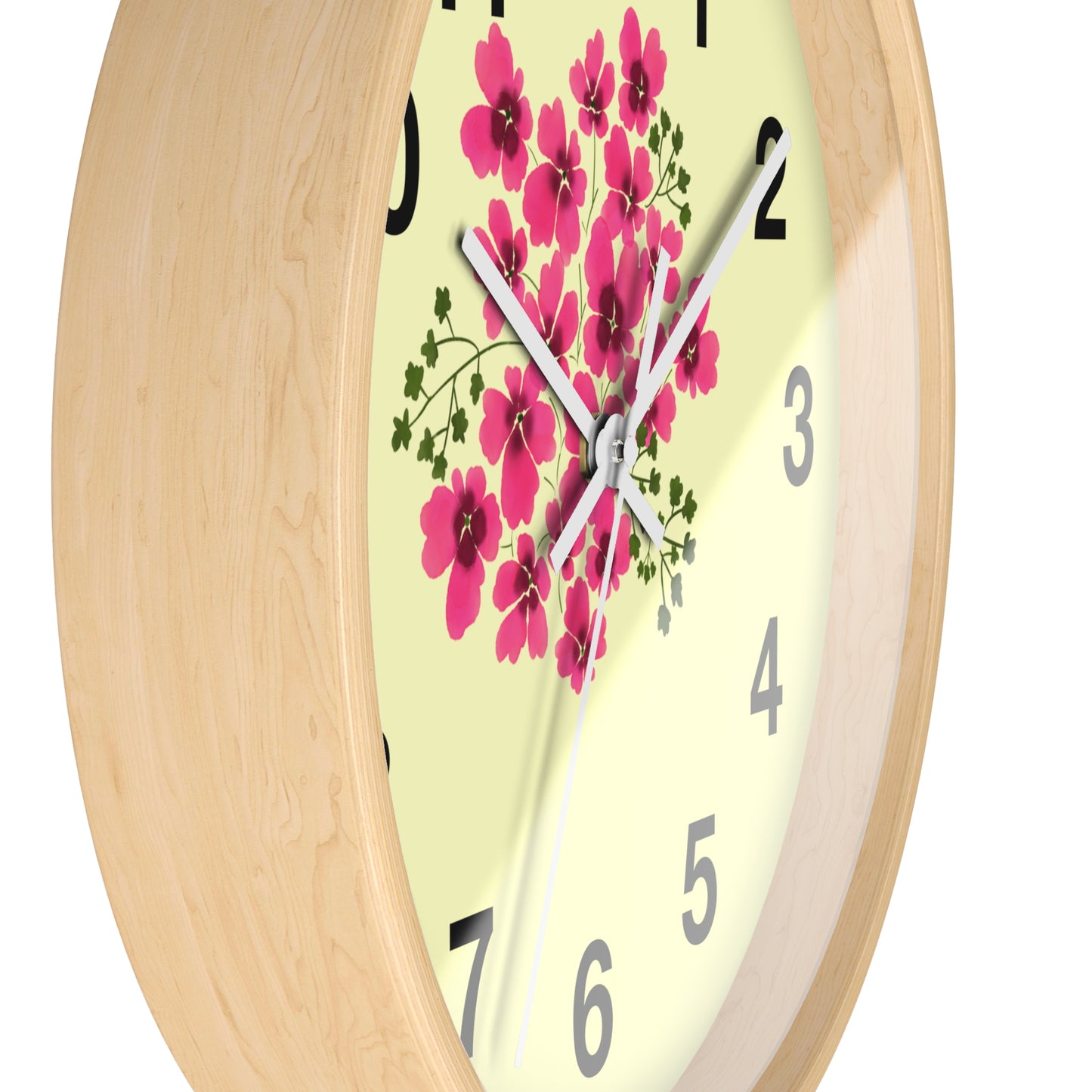Floral Wall Clock with Pink Flowers, Home Decor, Gift for Gardening Enthusiasts, Mother's Day Present, Living Room Accent, Spring Vibes