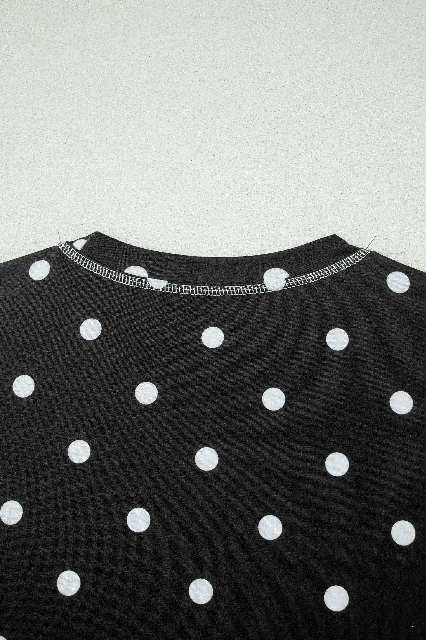 Black Exposed Seam Detail Polka Dot Loose Tee Drawstring Shorts Set