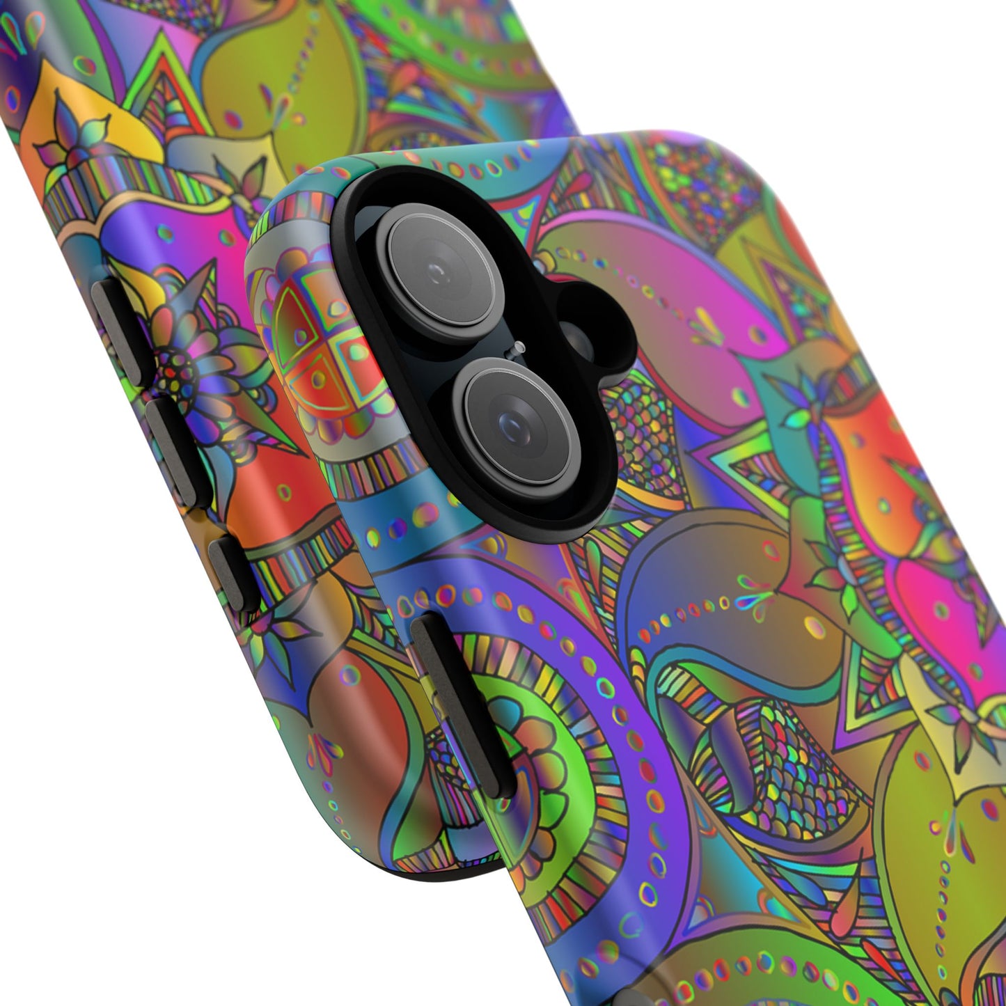 Psychedelic Mandala Tough Phone Case — Colorful Floral Geometric iPhone Cover