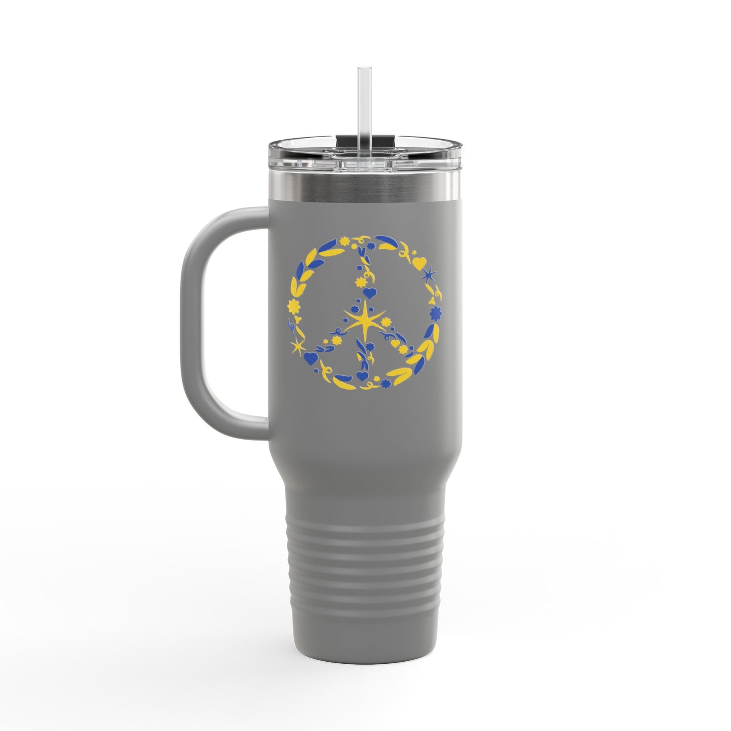 Peaceful Floral Insulated Travel Mug, 40oz | Eco-Friendly Cup for Travel, Outdoor Adventures, Gifts, Coffee Enthusiasts