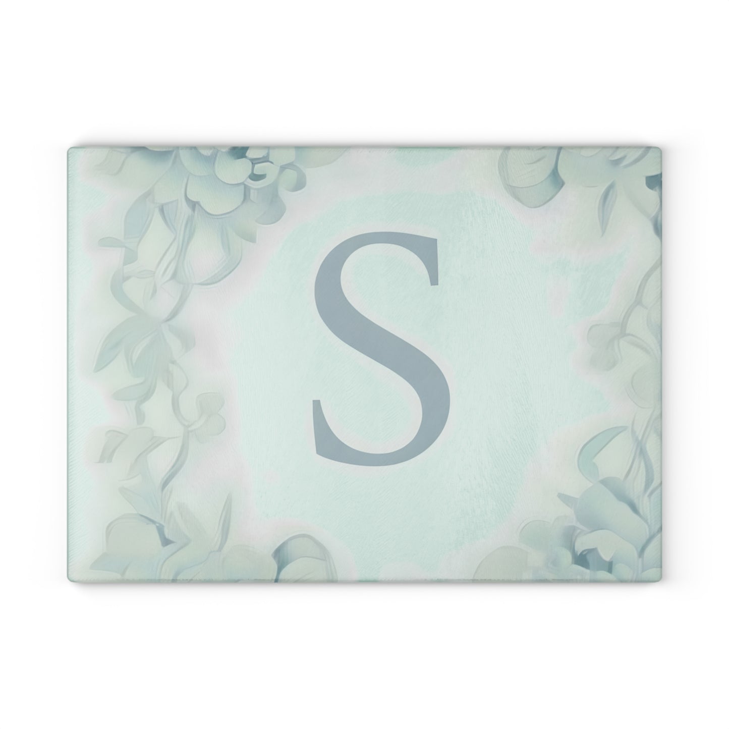 Personalized Floral Initial Glass Cutting Board, Kitchen Decor, Wedding Gift, Housewarming, Culinary Gift, Custom Kitchenware