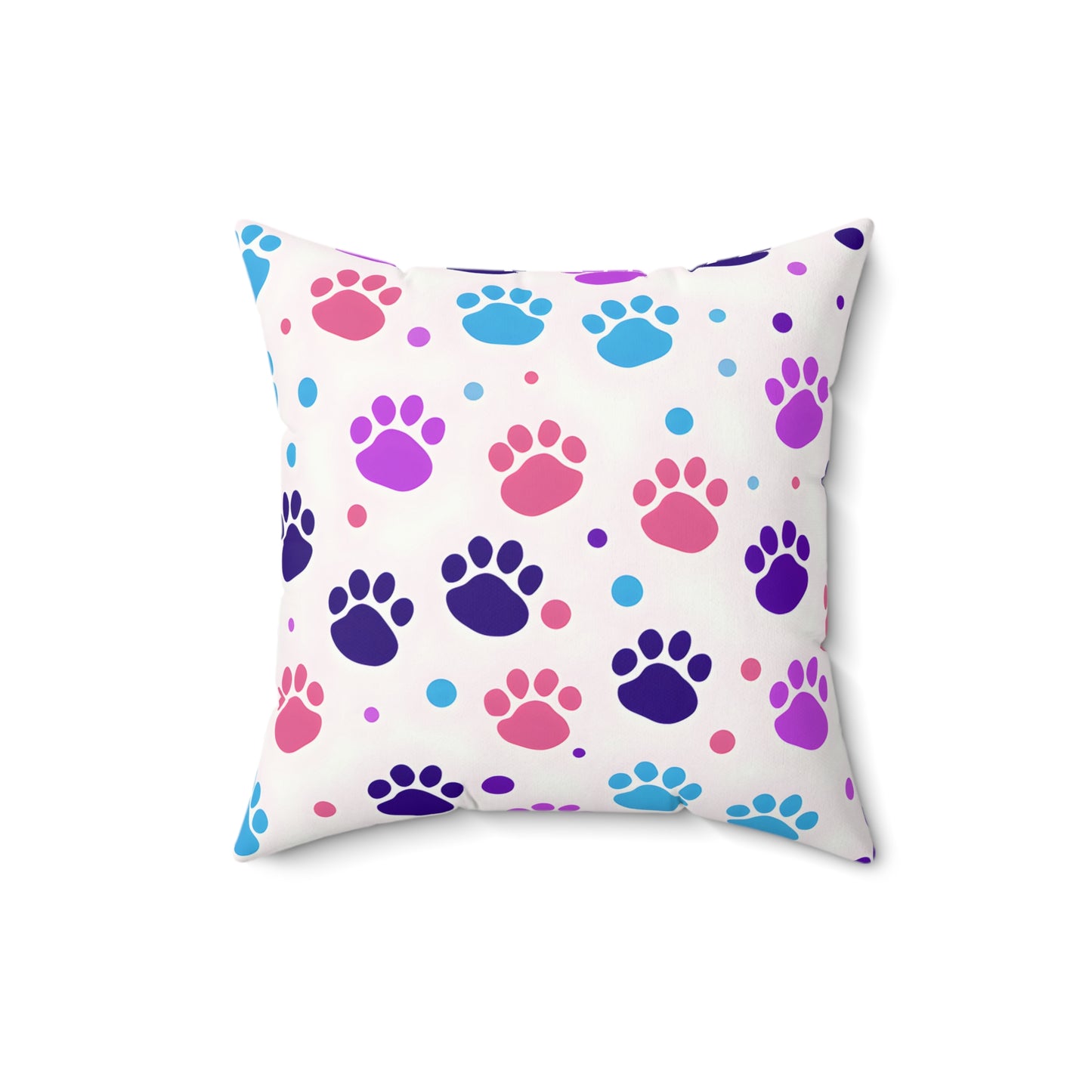 Colorful Paw Print Throw Pillow — Cute Pet Pattern Decorative Cushion