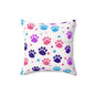Colorful Paw Print Throw Pillow — Cute Pet Pattern Decorative Cushion