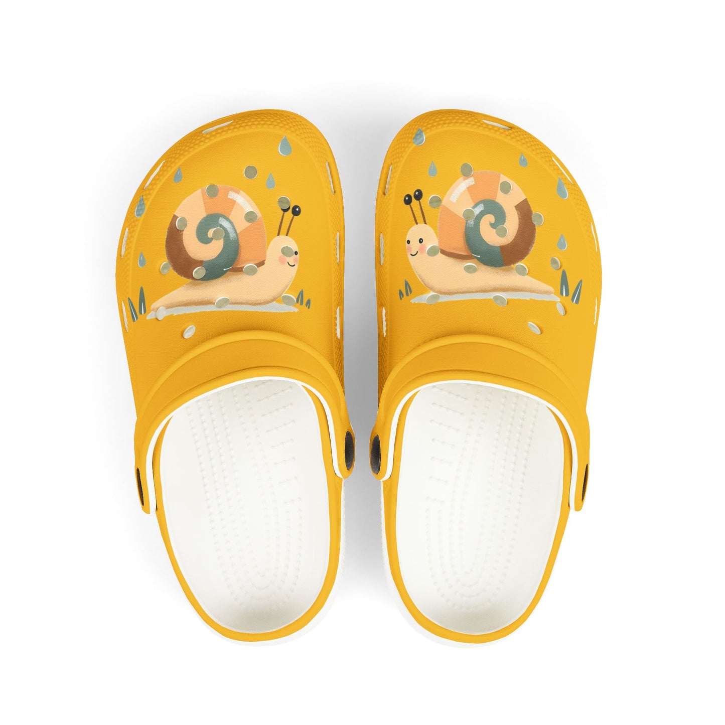 Snail-Themed Kid's EVA Foam Clogs, Cute Yellow Clogs for Kids, Lightweight Summer Footwear, Fun Garden Accessories, Perfect for Playtime