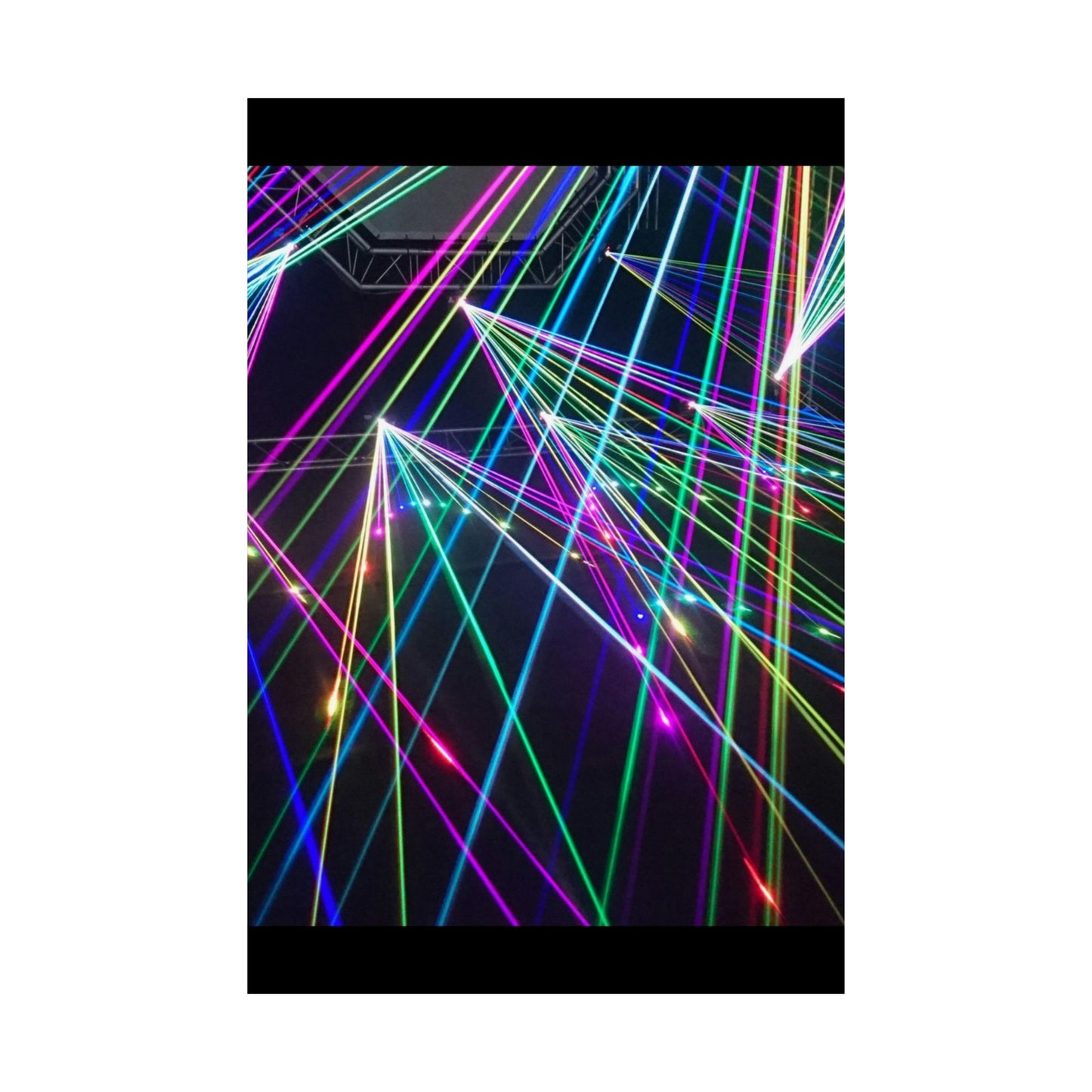 Neon Laser Light Vertical Poster, Colorful Wall Art for Home Music Festival