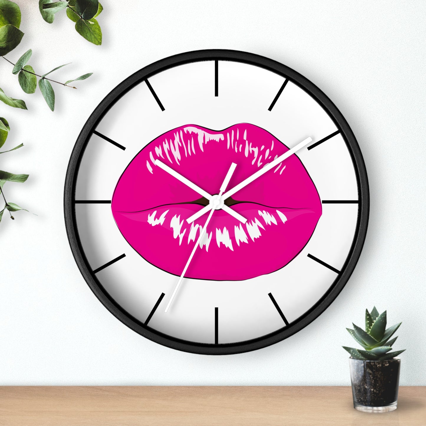 Pink Kiss Lips Wall Clock | Pop Art Lip Print Clock