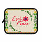 Boho Floral Laptop Sleeve - Love & Peace, Stylish Computer Case, Gift for Students, Eco-Friendly Tech Accessory, Flower Pattern