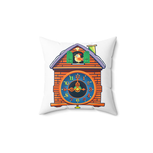 Whimsical Cuckoo Clock Pillow, Cozy Home Decor, Vintage Style