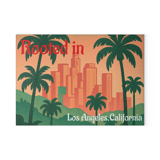 Los Angeles Themed Glass Cutting Board, Home Decor, Kitchen Gift, Housewarming Present, Tropical Kitchenware, Palm Tree Design