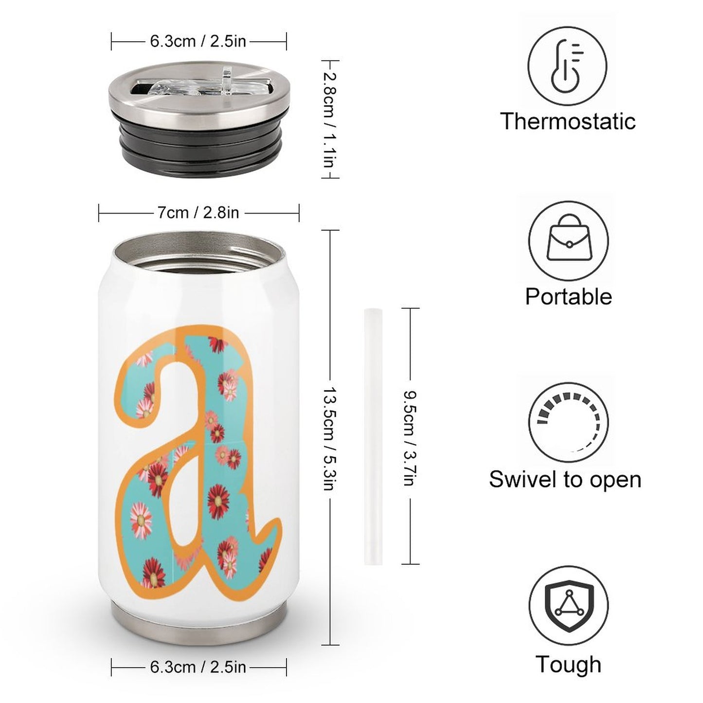 Stainless Steel Tumbler with Straw (All-Over Printing)