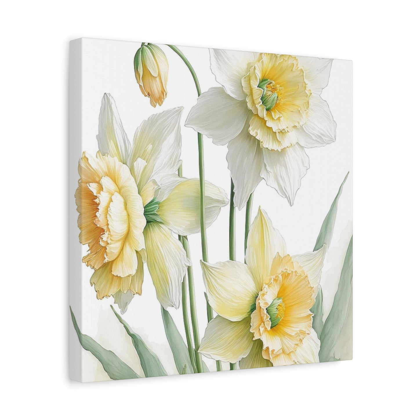 Matte Canvas, Stretched, 1.25" beautiful flowers white and yellow.