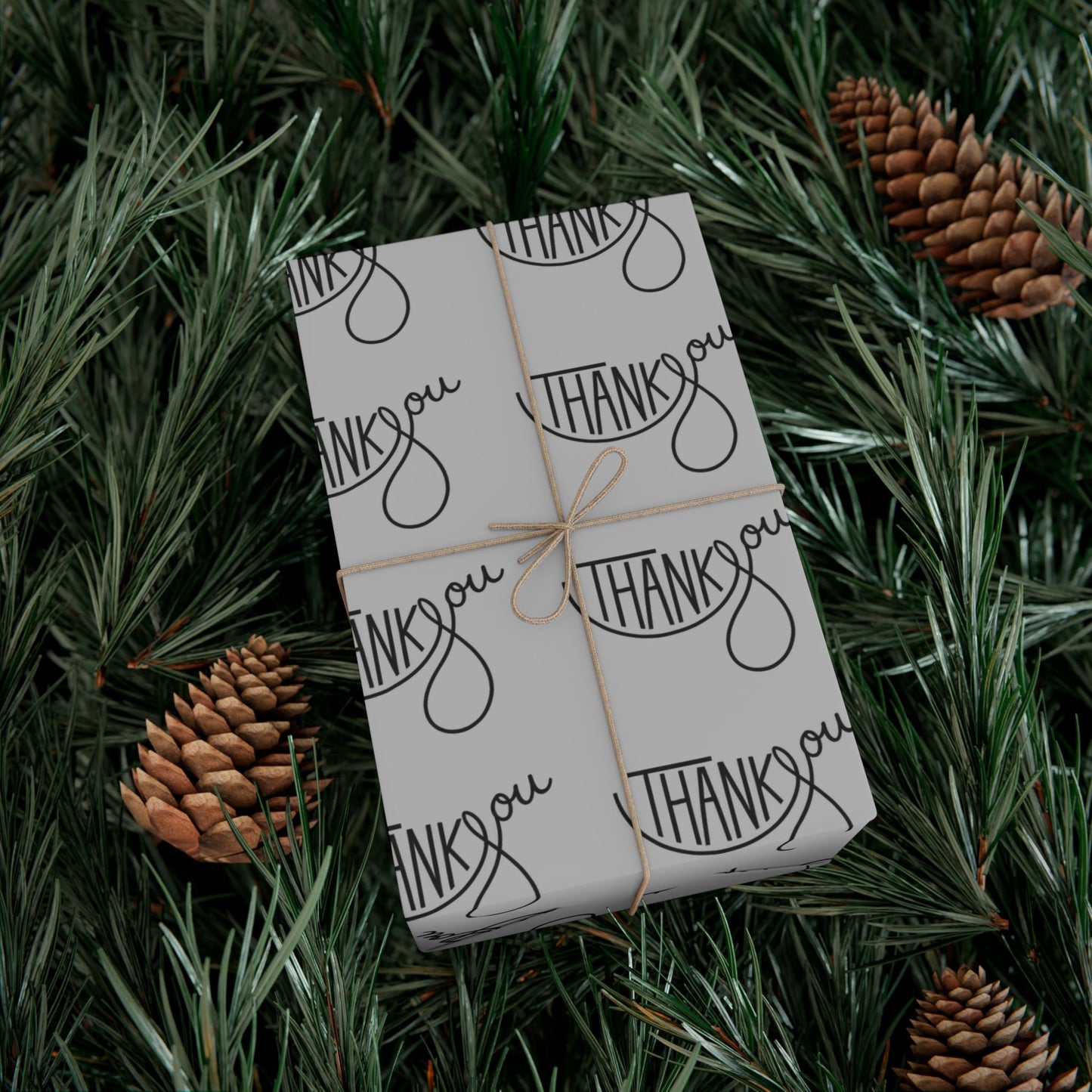 Gift Wrap Paper — 'Thank You' Patterned Wrapping Paper (Gray)