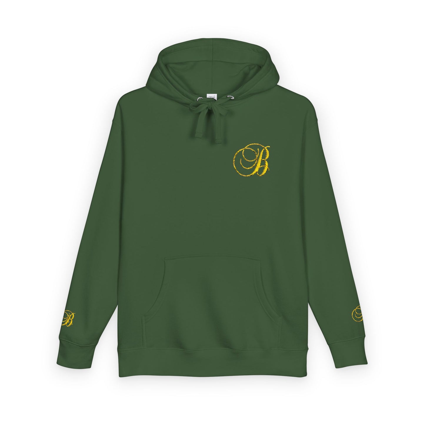Coral Gold Floral Initial Hoodie — Monogram 'B' Casual Pullover