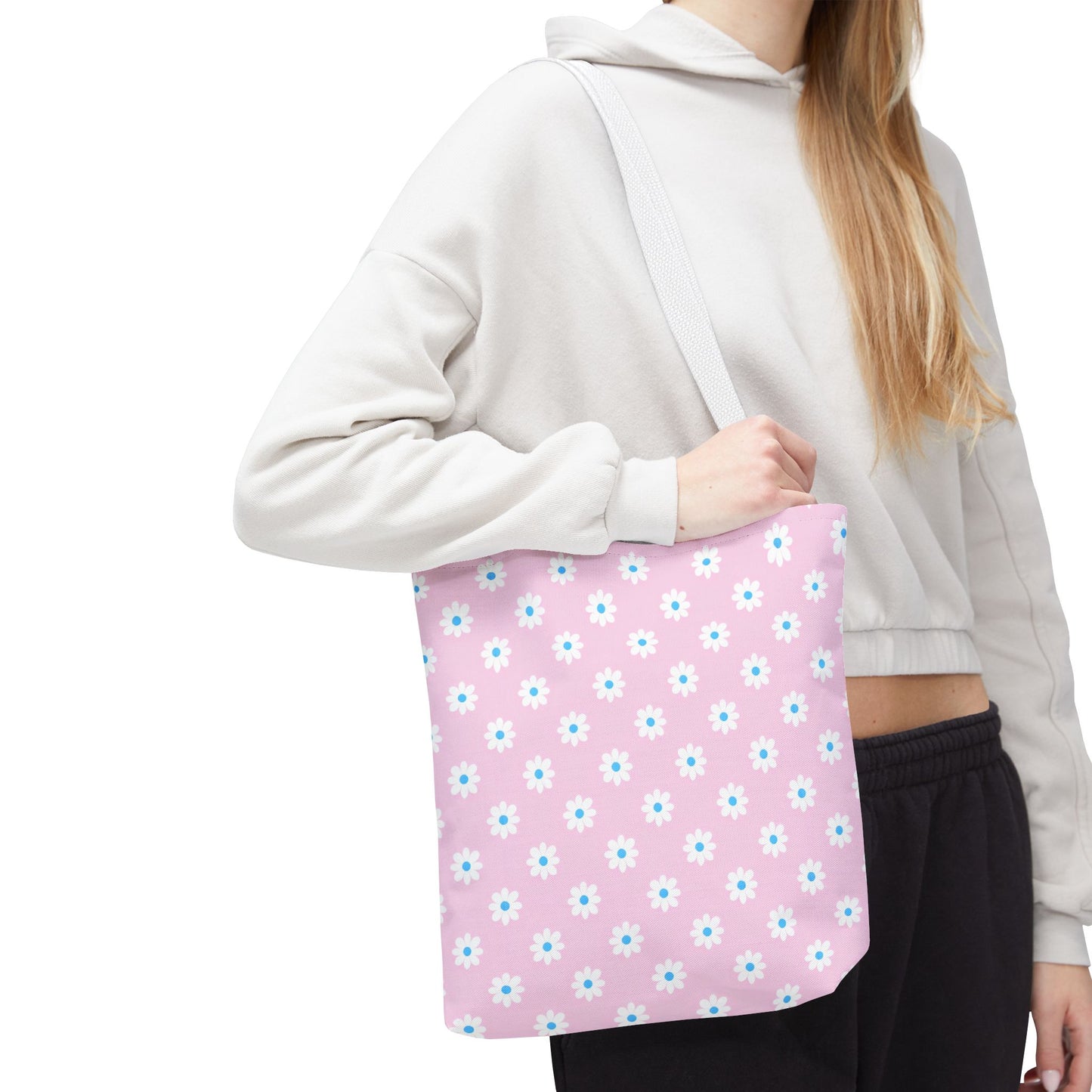 Pink Daisy Pattern Tote Bag — Floral Everyday Canvas Shopper
