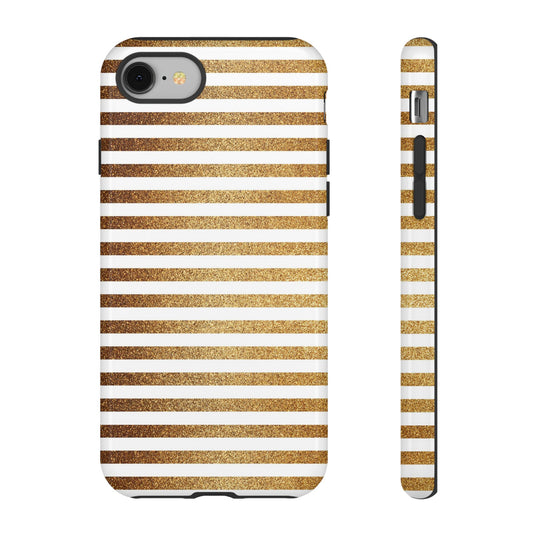 Glamorous Gold Striped Phone Case | Tough Cases, Stylish Phone Cover, Chic Accessories, Gift for Her, Fashionable Tech
