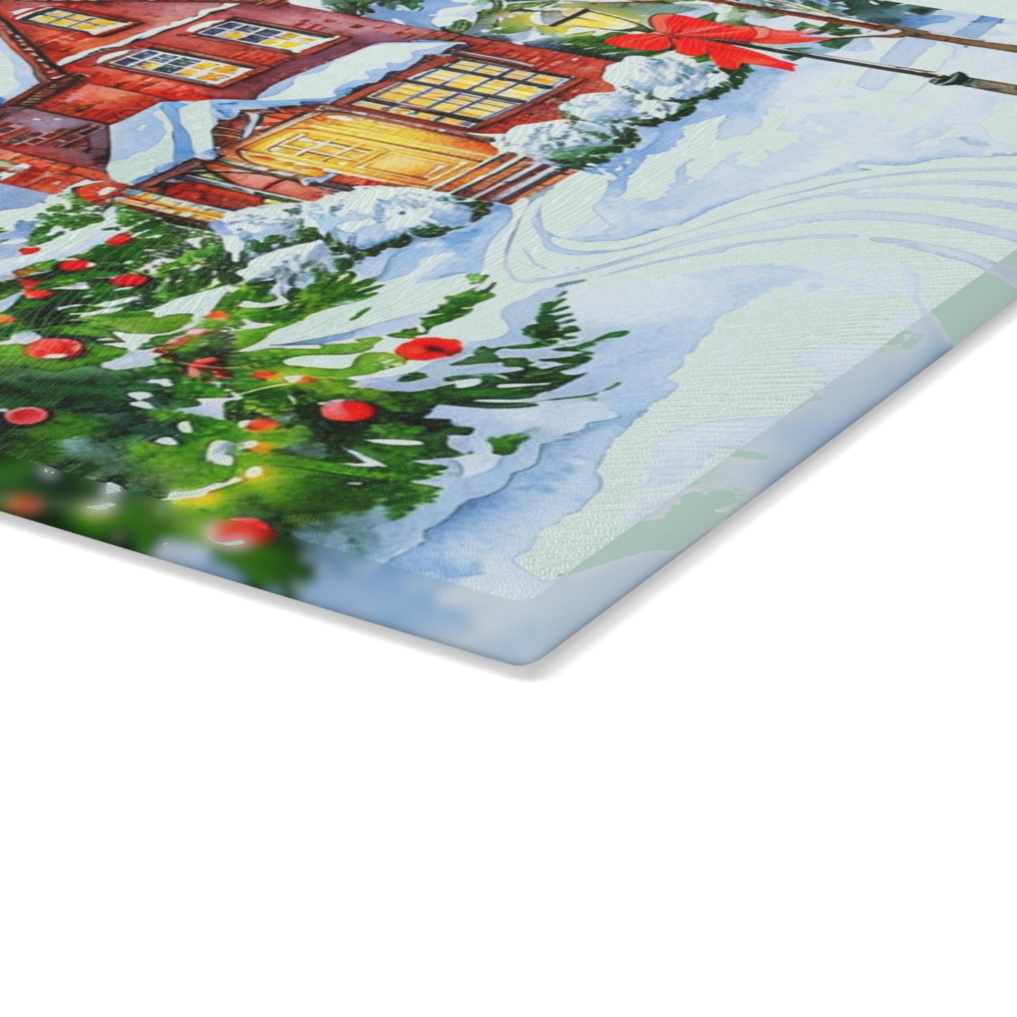 Christmas Glass Cutting Board - Festive Winter Home Design