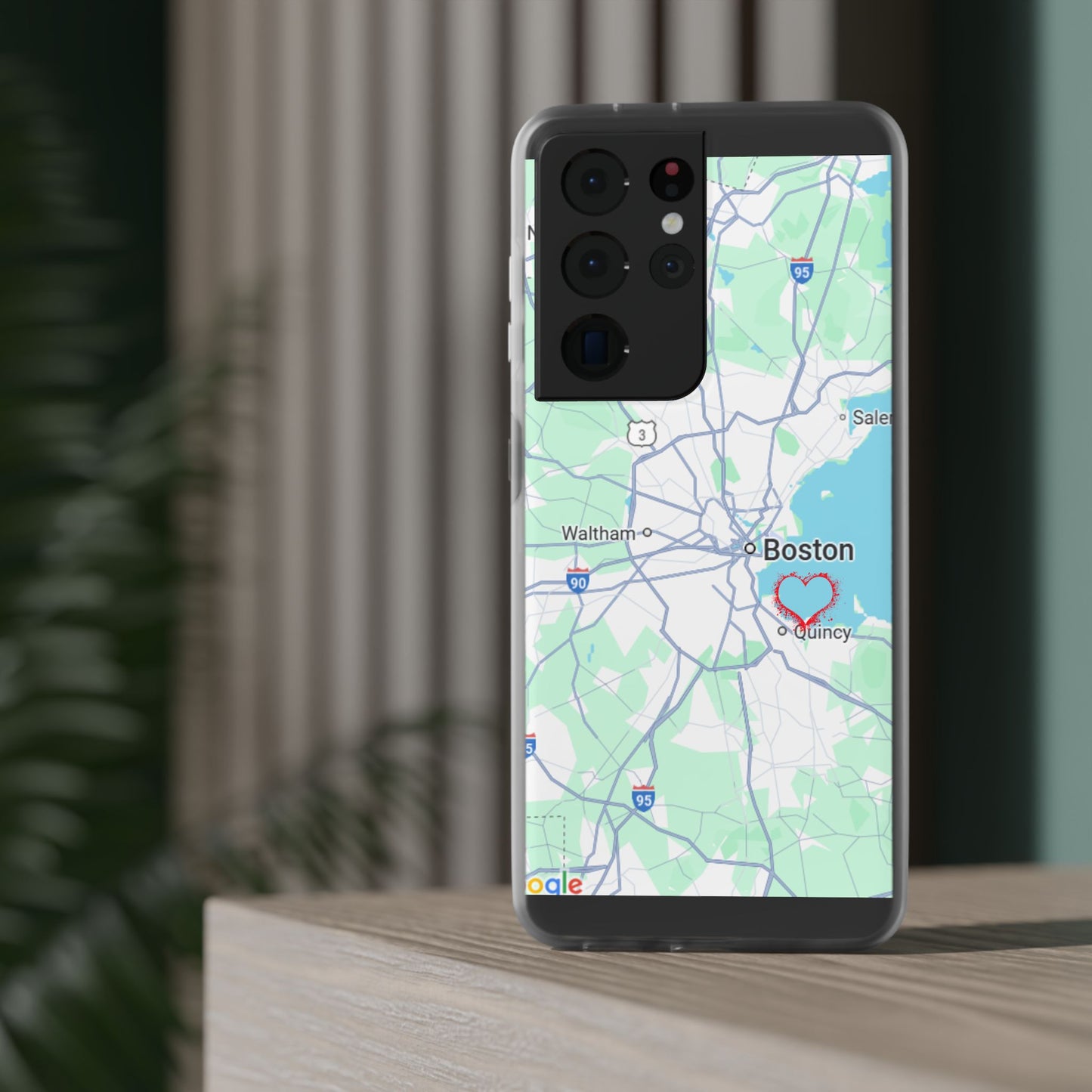 Boston Map Flexi Case for iPhone, Custom Location Phone Case, Unique Gift, Boston Heart Design, Travel Lover Accessory