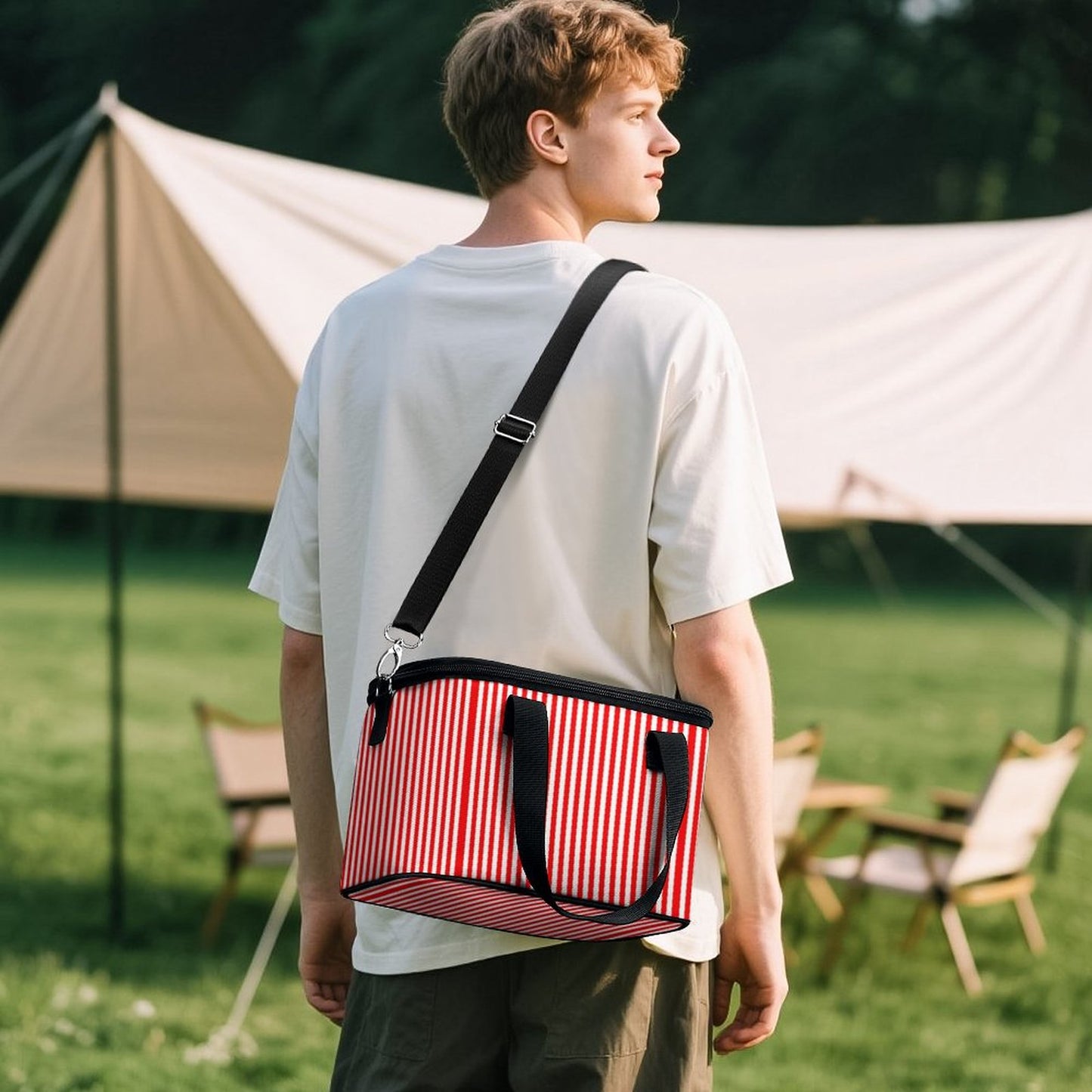 Portable Cooler/lunch bag  - Red and white