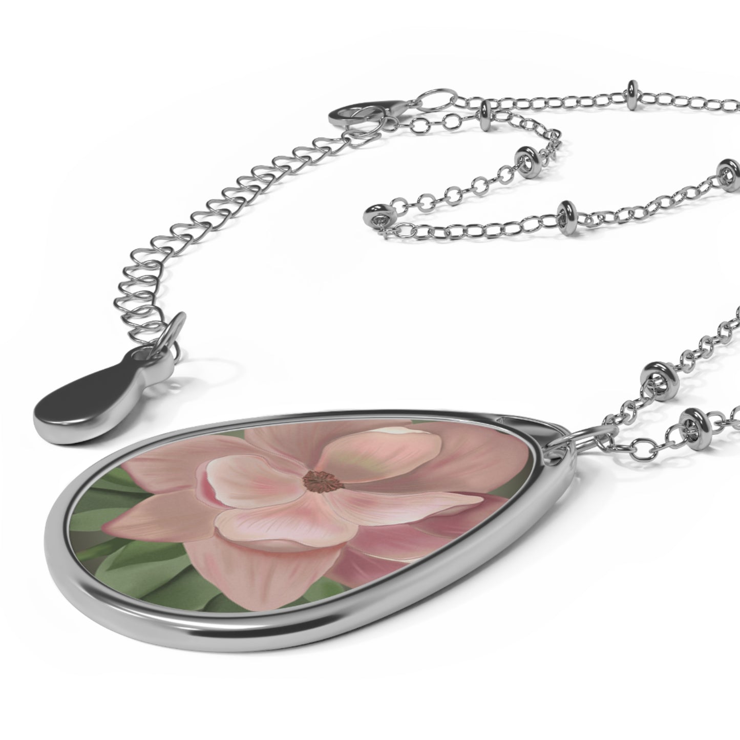 Floral Oval Necklace, Elegant Jewelry, Nature Inspired Gift, Mother's Day, Wedding Accessory, Personalized Necklace