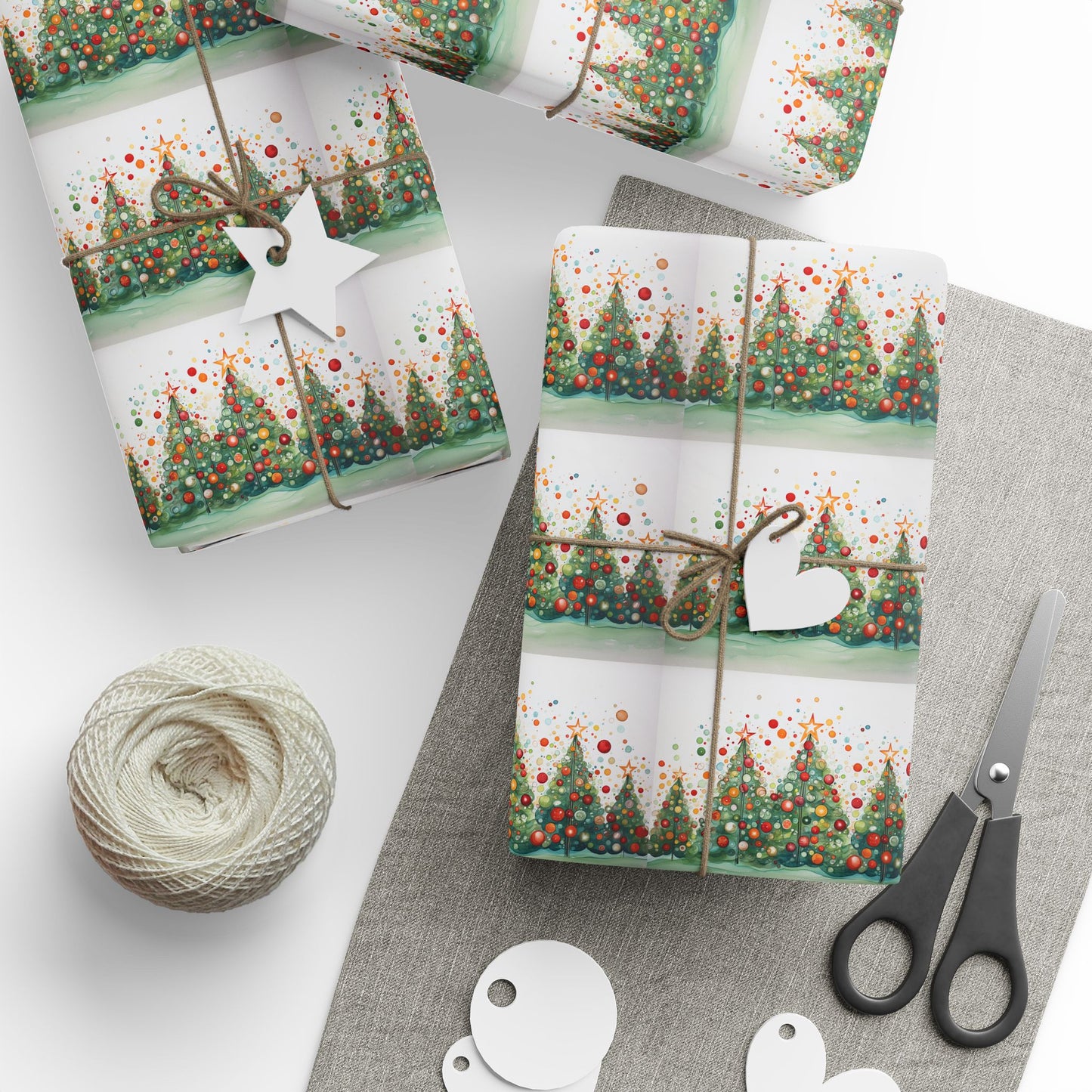 Christmas Tree Confetti Wrapping Paper Roll — Festive Holiday Gift Wrap