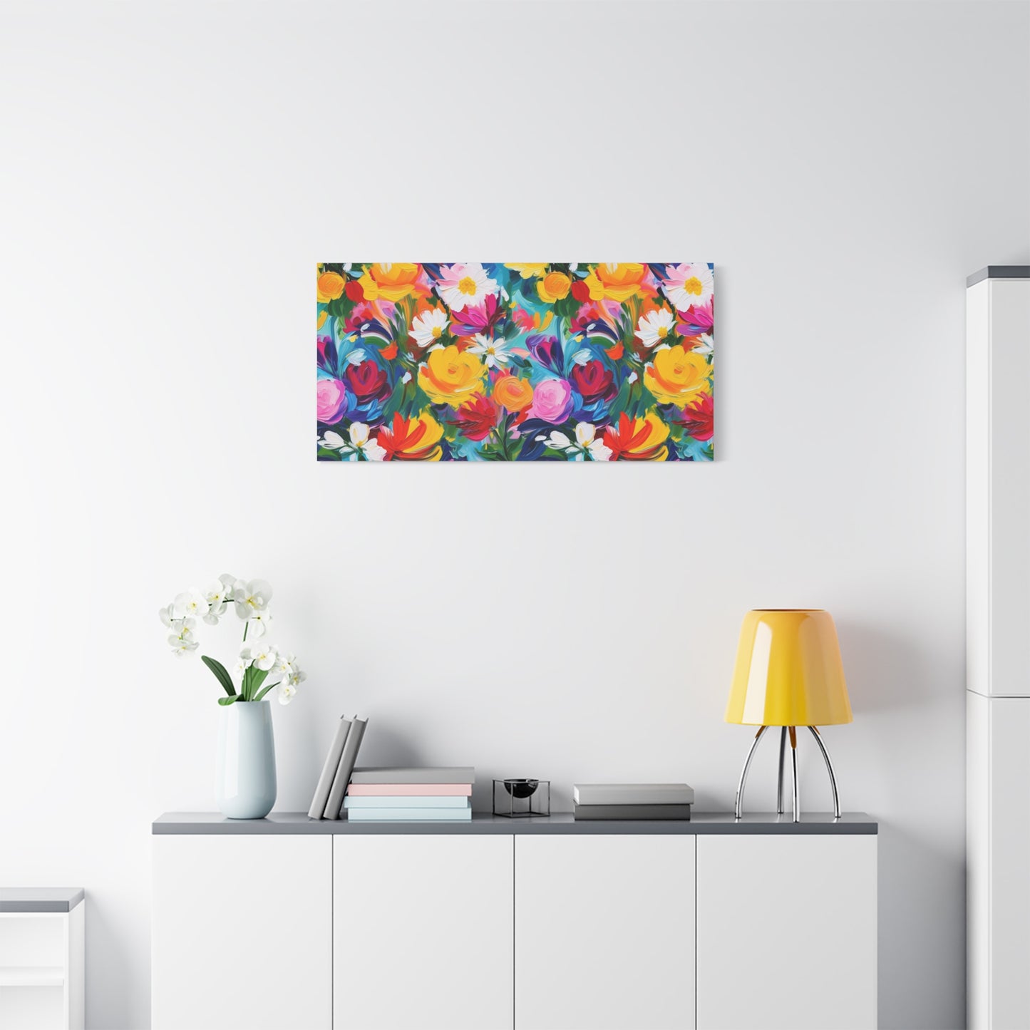 Vibrant Floral Matte Canvas Wall Art — Colorful Garden Print, Stretched 1.25"
