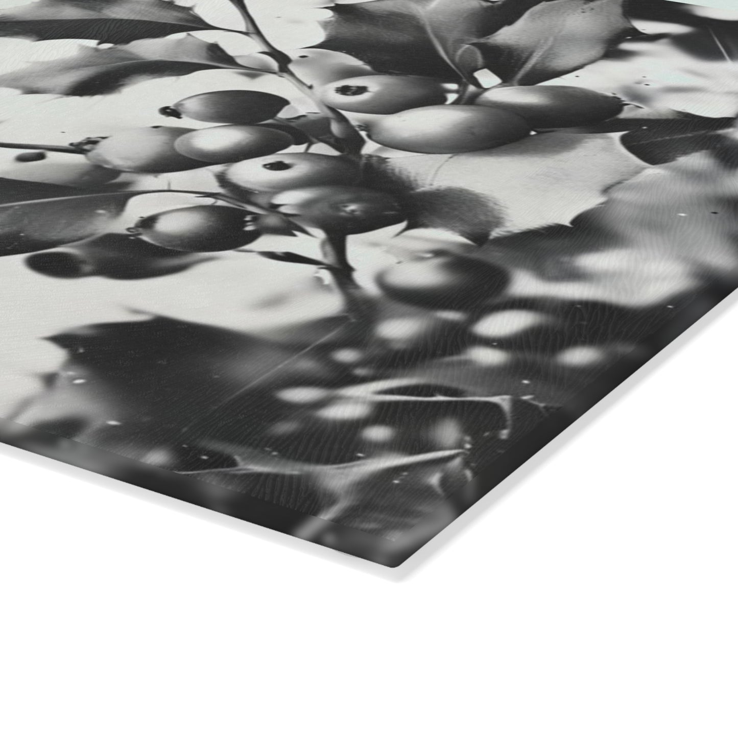 Merry Christmas Glass Cutting Board – Holly Berries Holiday Kitchen Decor