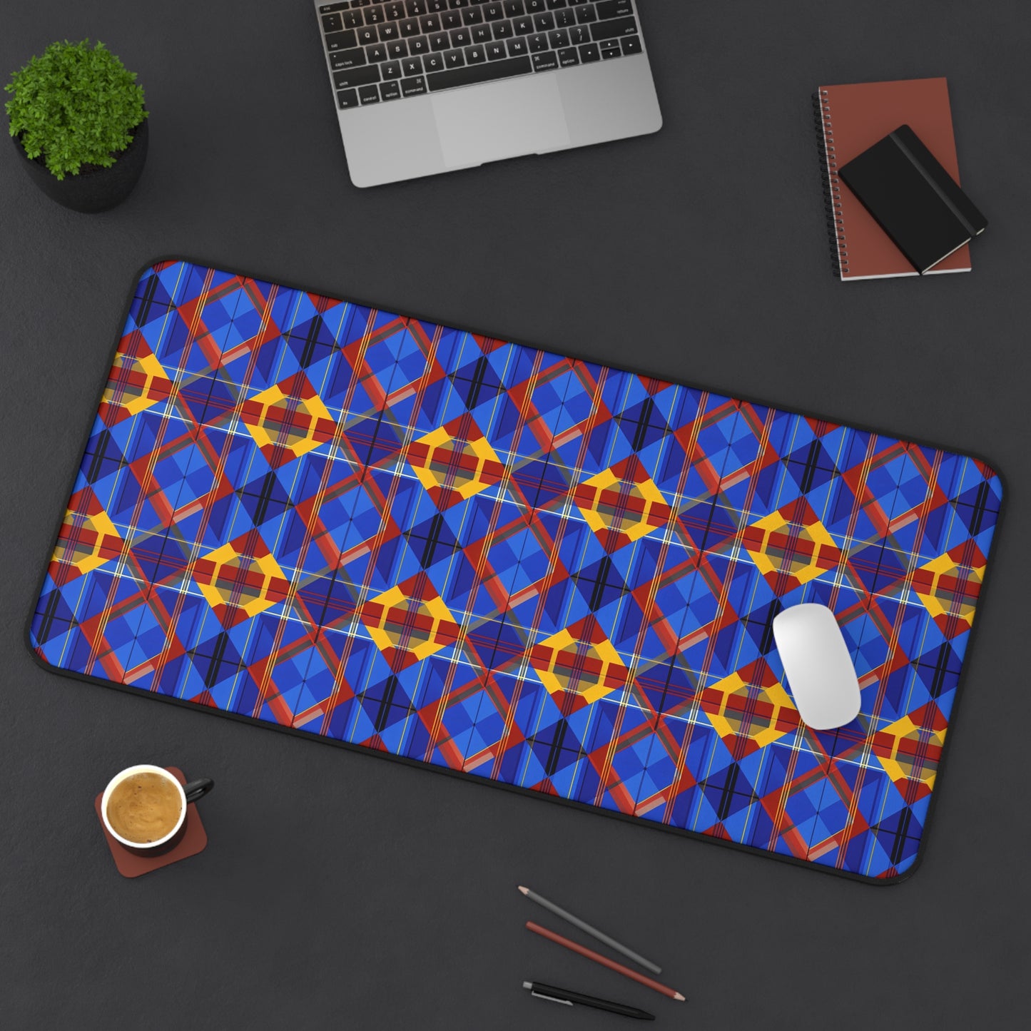 Colorful Geometric Desk Mat - Stylish Work & Gaming Surface