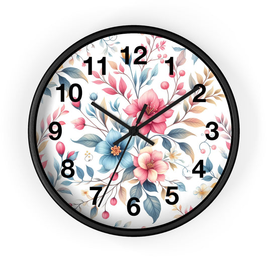 Floral Wall Clock - Elegant Timepiece, Home Decor, Gift for Garden Lovers, Vintage Style Clock, Wedding or Housewarming Gift