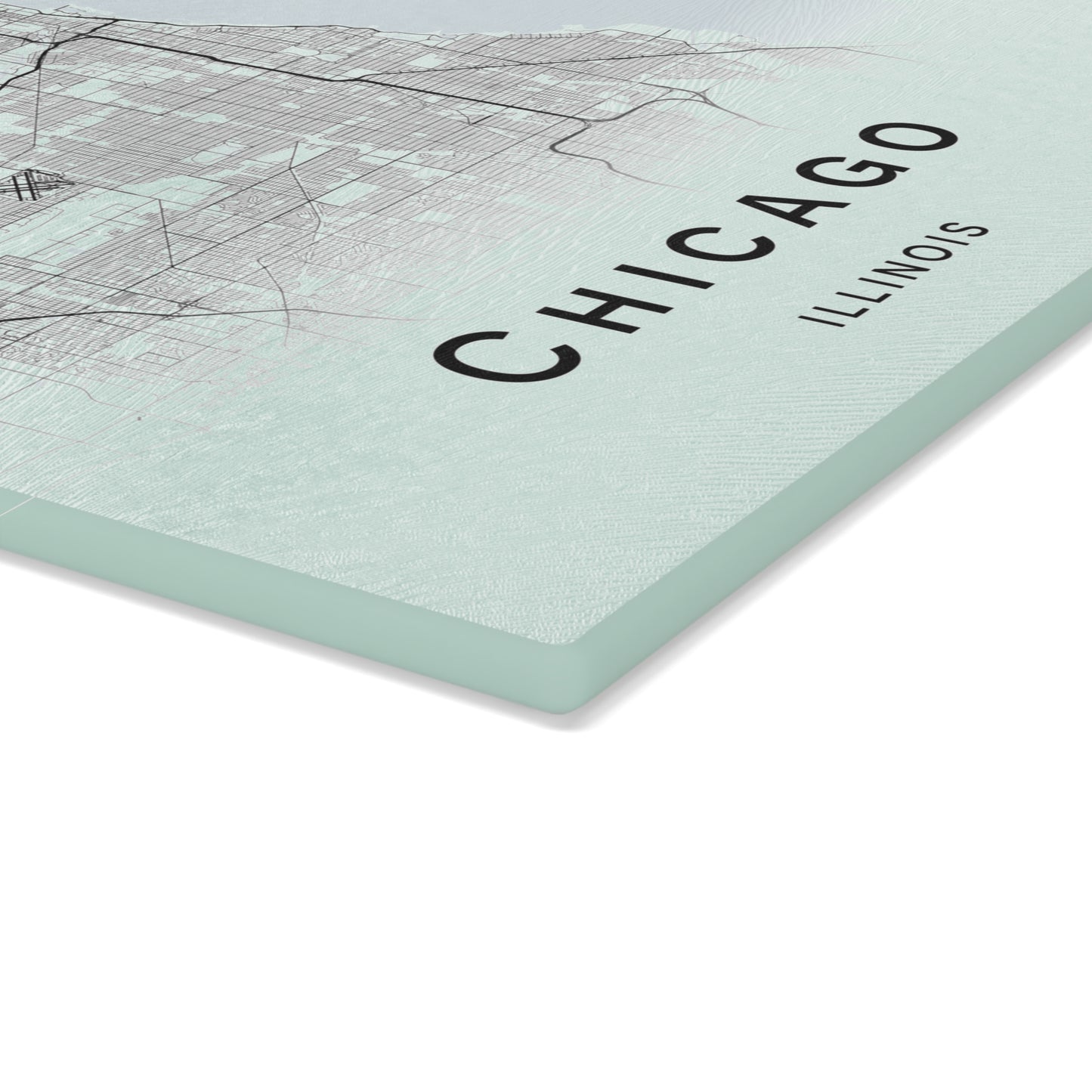 Chicago Map Glass Cutting Board – Modern Mint City Map Kitchen Board