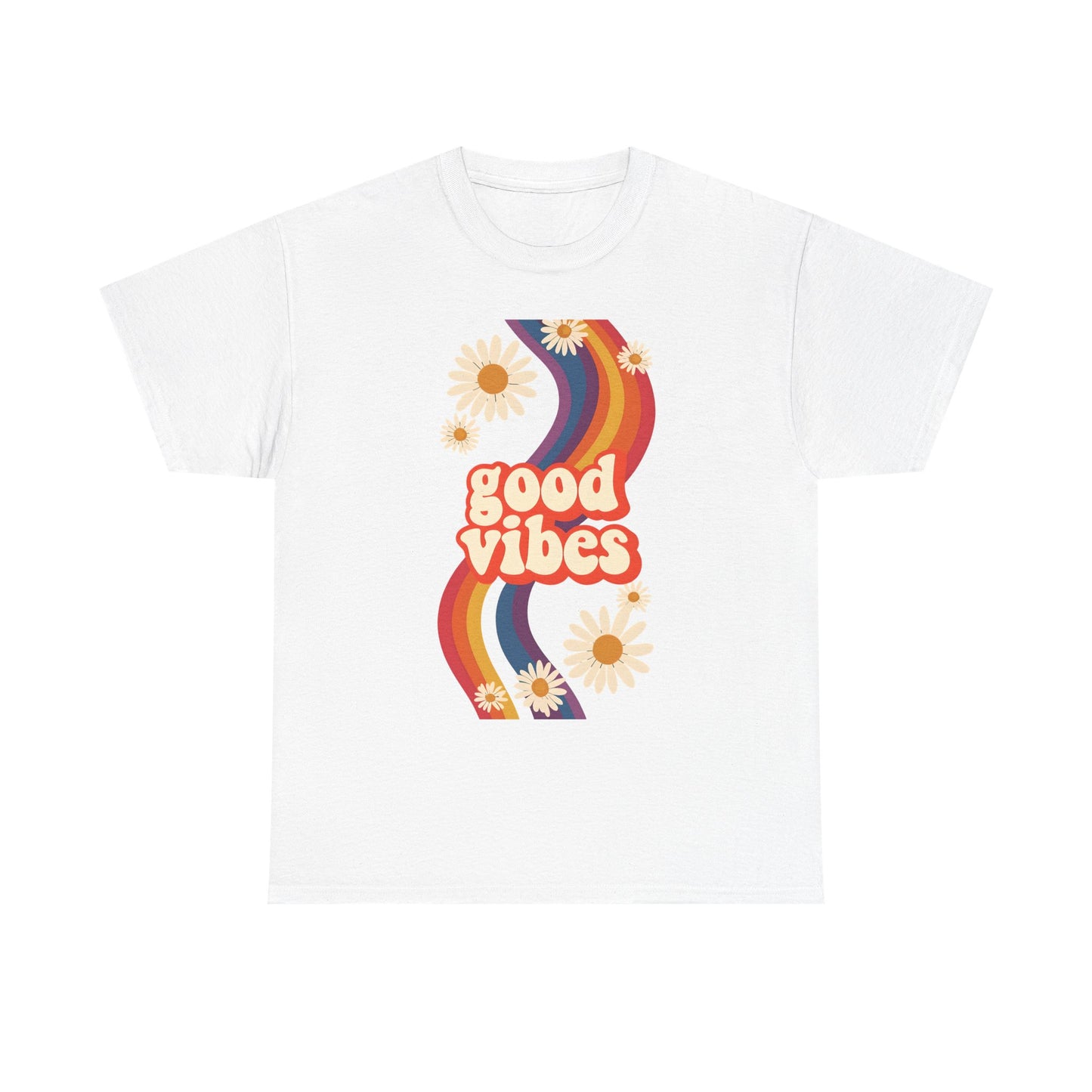 Good Vibes Unisex Heavy Cotton Tee, Retro Graphic T-Shirt, Feel Good Apparel, Summer Outfit, Casual Gift for Friends