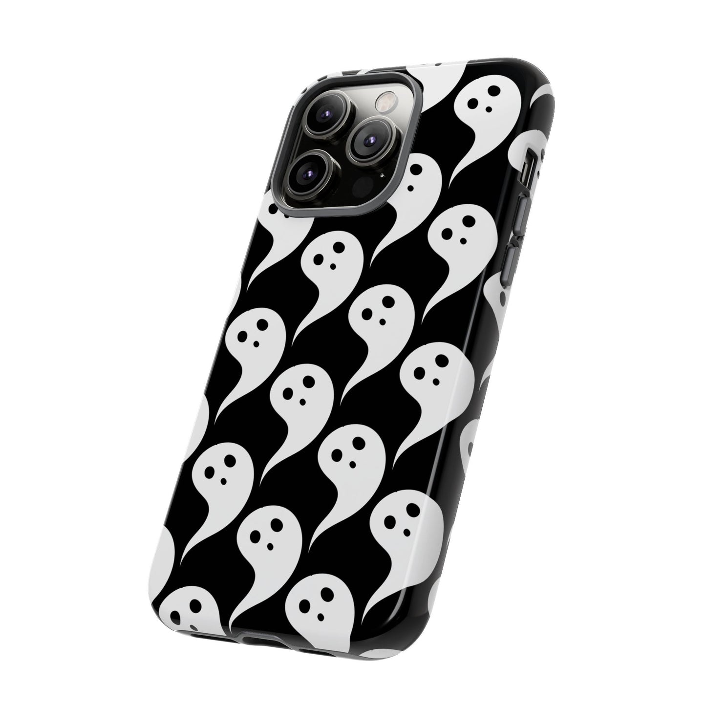 Ghost Pattern Phone Case, Cute Ghost Cell Phone Cover, Halloween Accessory, Spooky Gift, Black and White Phone Case
