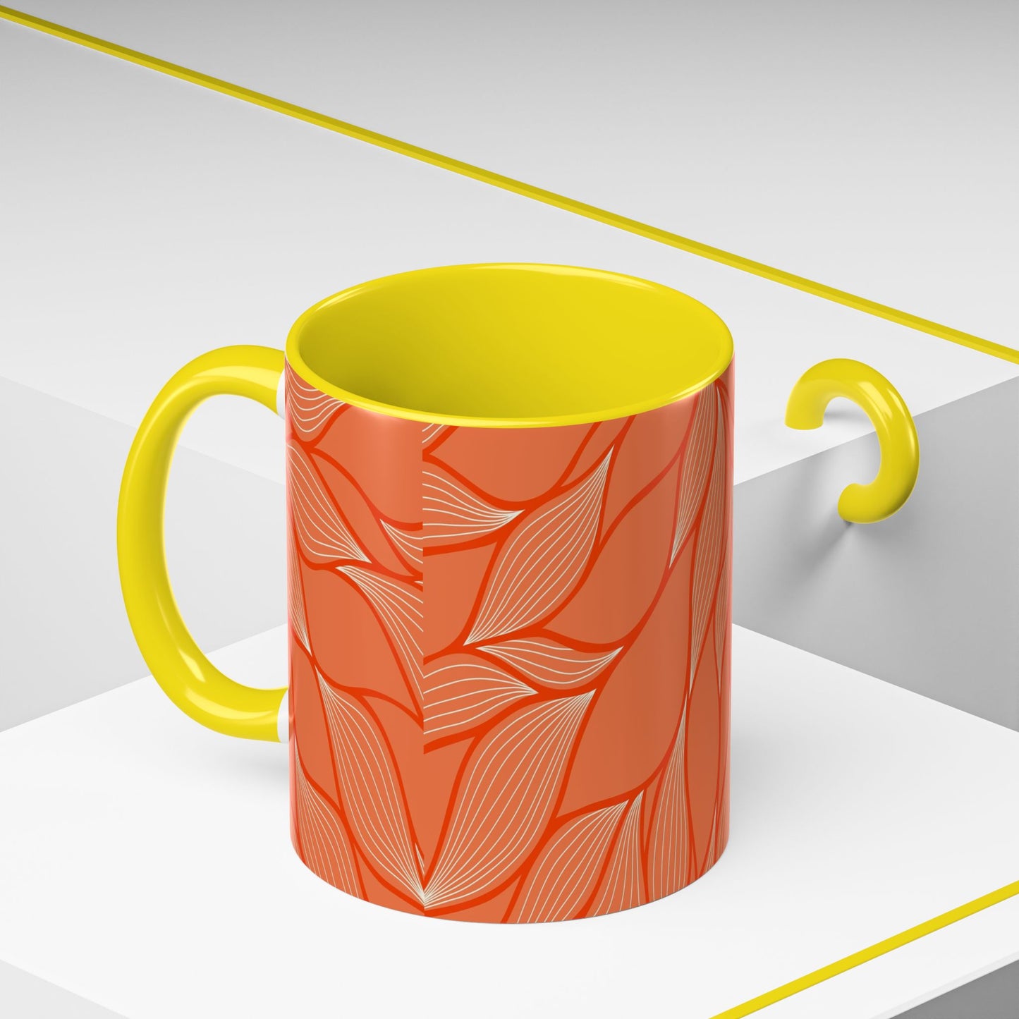 Stylish Accent Coffee Mug, Floral Pattern Drinkware, Unique Gift for Coffee Lovers, Home Decor, Kitchenware, Vibrant Design